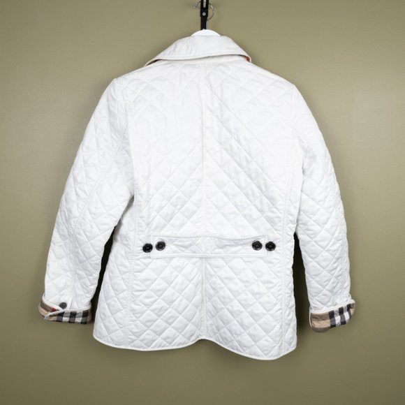 Burberry Brit white quilted puffer jacket w/ nova check lining - Picture 4 of 14